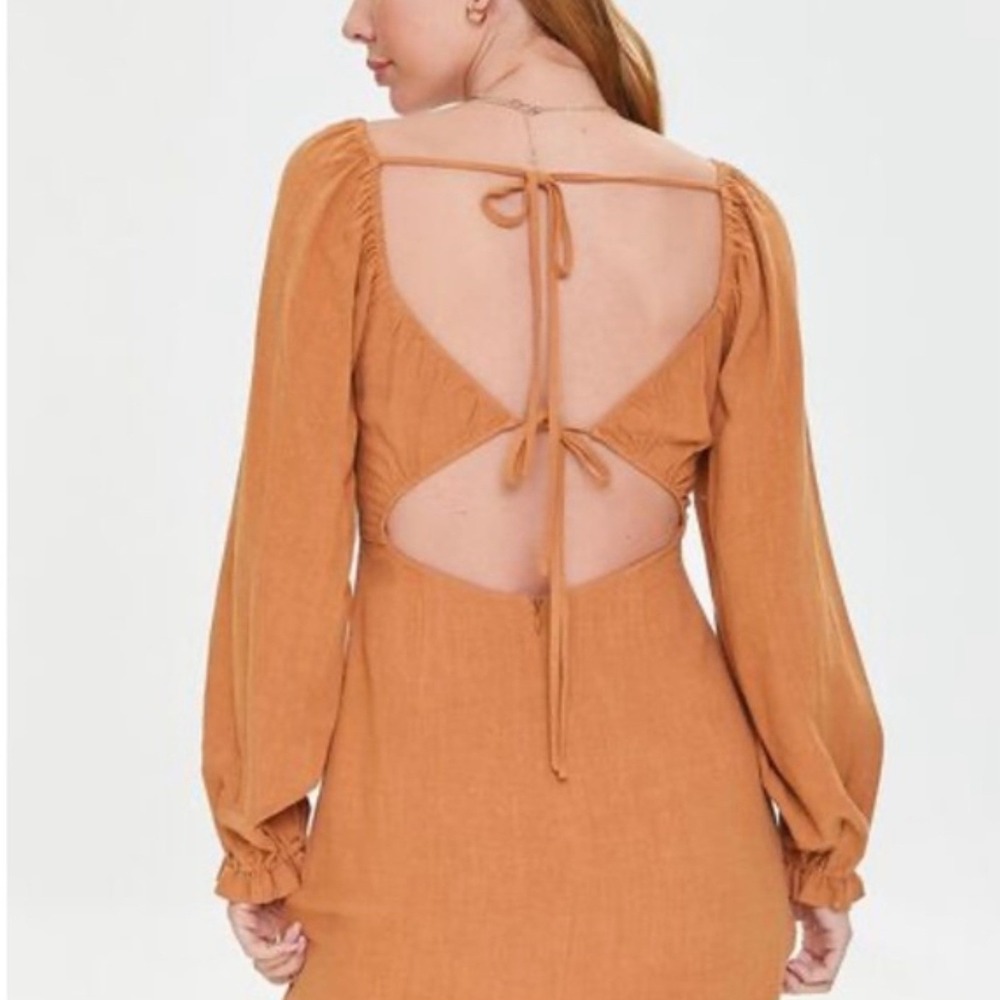 Forever 21 Large Long Sleeve Mini Dress Boho Peasant Puff Sleeve‎ Cottage Core - Picture 2 of 7